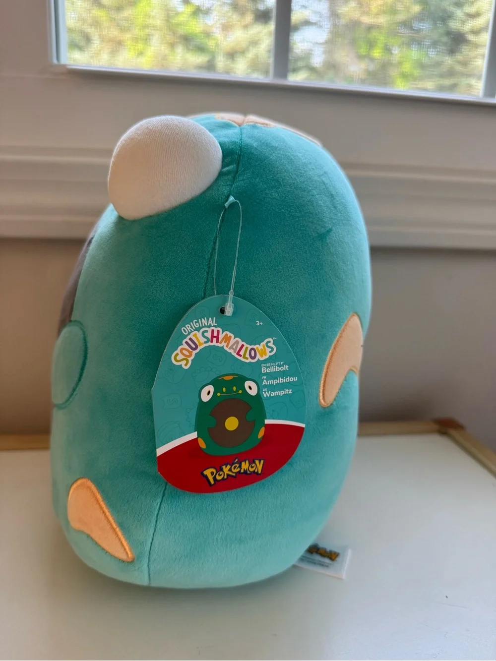 Pokemon x Squishmallows Teal Frog Plush with Yellow and Dark Gray Accents
